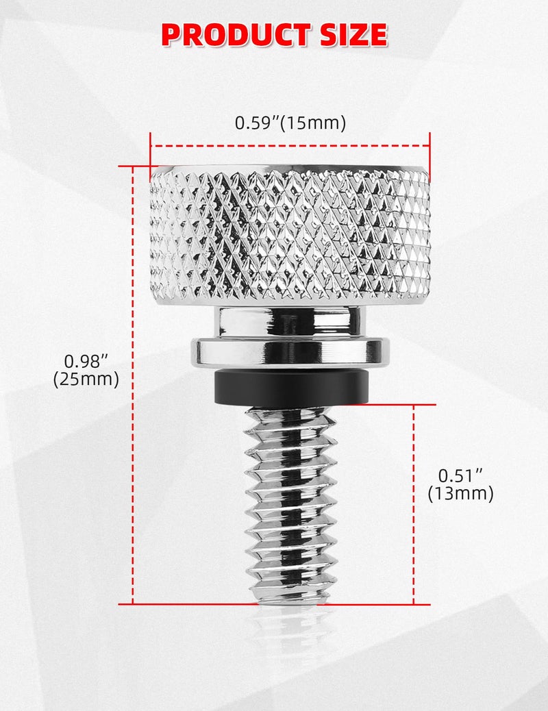 Amazicha 2 PCS Stainless Steel Fender Seat Bolt Screw Chrome 1/4"-20 Thread Compatible for Harley Davidson Touring Softail Dyna Sportster 1996-2024 - Image 5